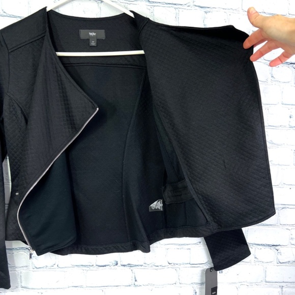 •NWT🤩 |•MOSSIMO•| Cute Black Moto Style Asymmetrical Zip Up Jacket Size Small - Picture 11 of 16